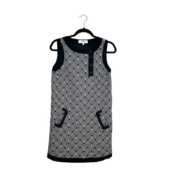 Tibi‎ Black and White Shift Mini Dress Size 4 Geometric Retro Sleeveless - Picture 1 of 9